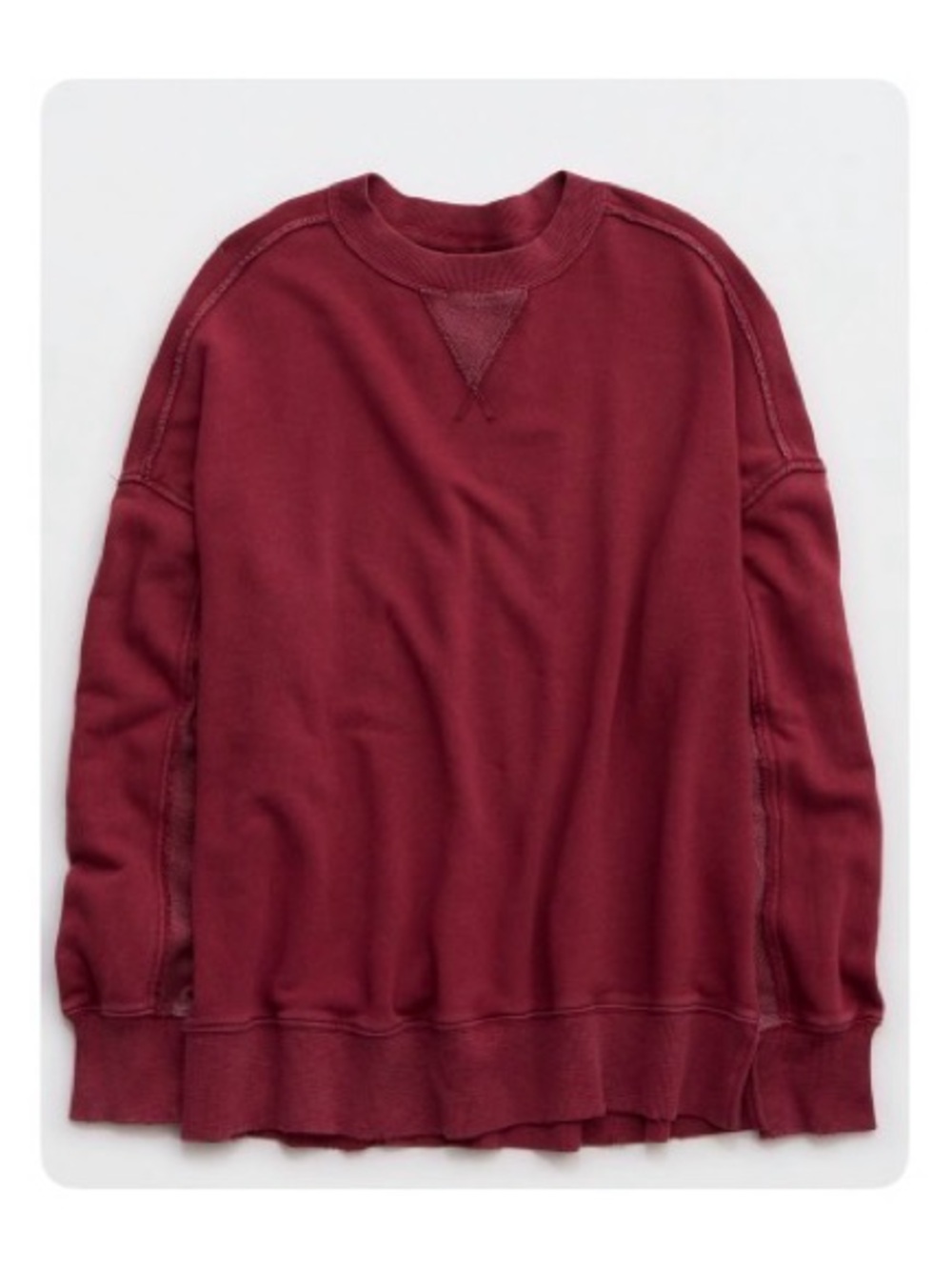 aerie Women's Big Chill Crew Sweatshirt with Textured Sleeve Panels